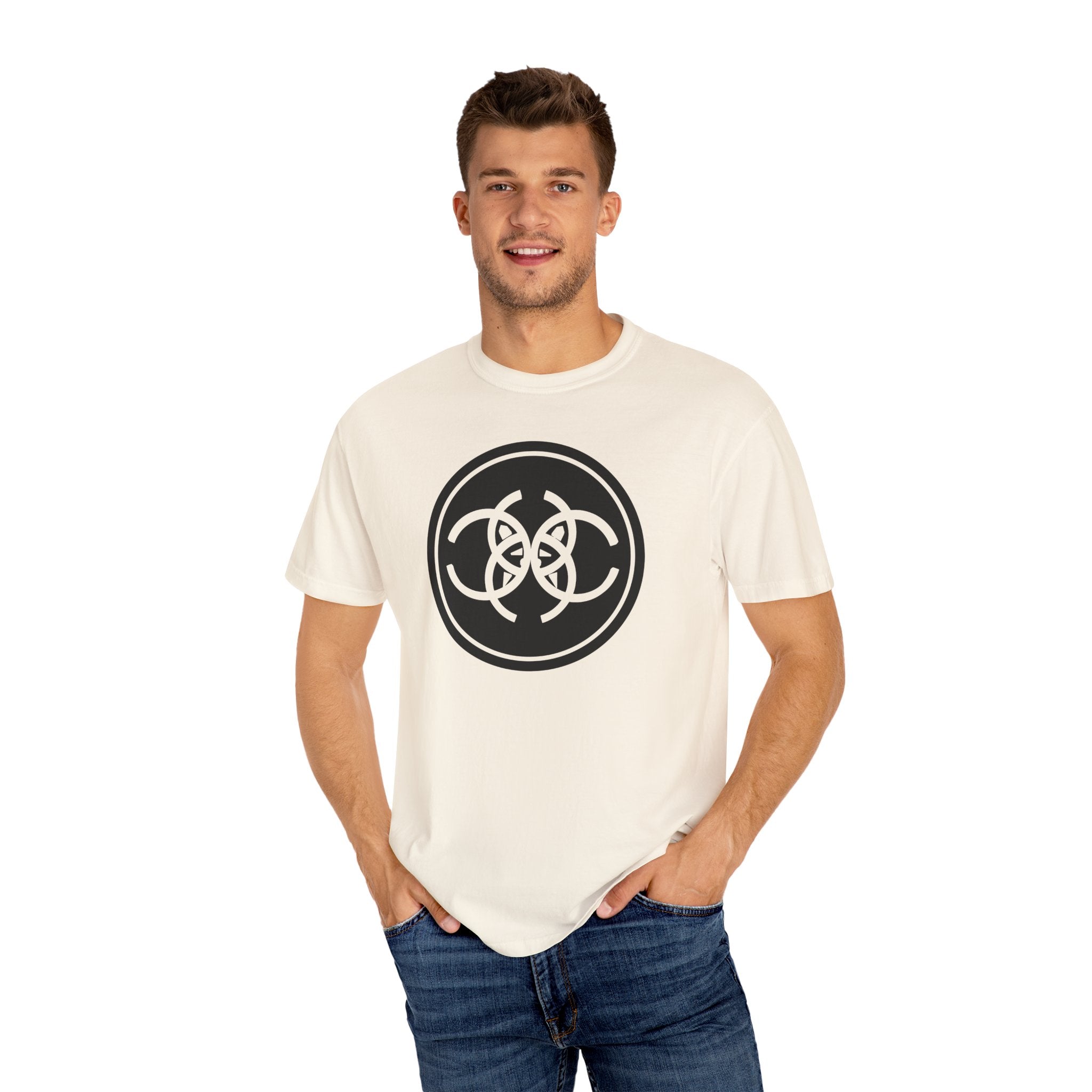 Tribal Dog Logo Tee  Bold White Graphic Streetwear T Shirt