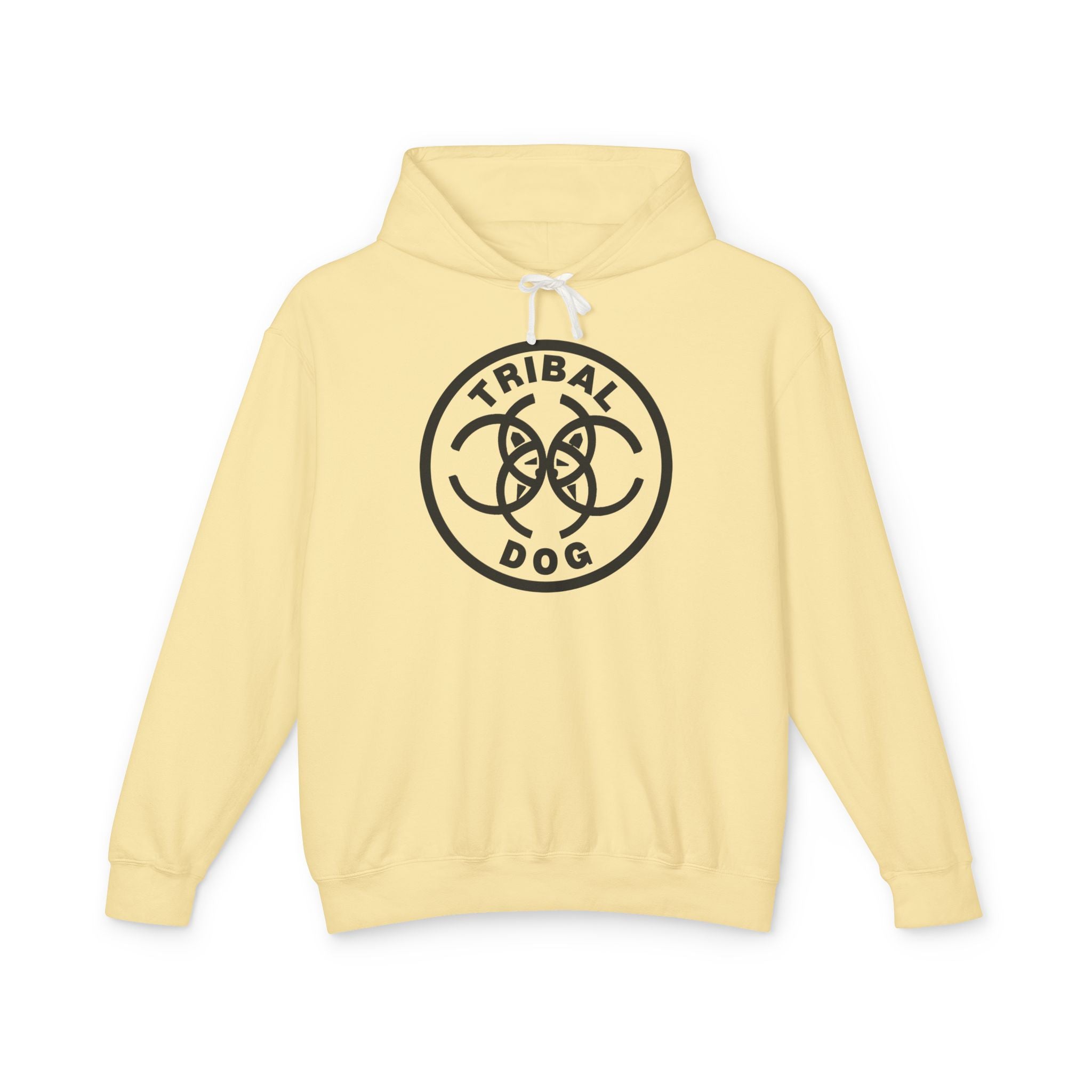 Tribal Dog White Hoodie – TDCIRC1 Edition (Black Logo), Lightweight Hooded Sweatshirt