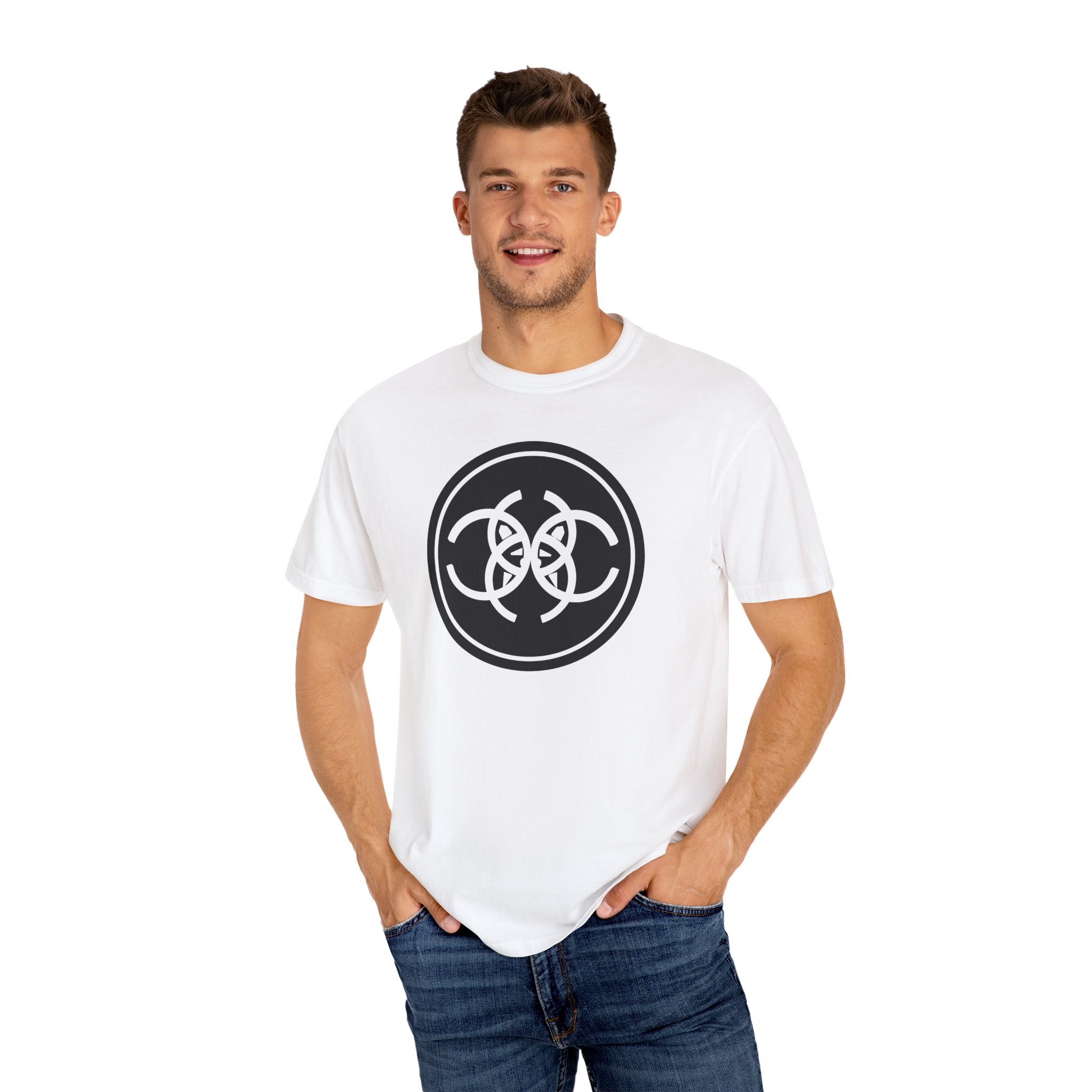 Tribal Dog Logo Tee  Bold White Graphic Streetwear T Shirt