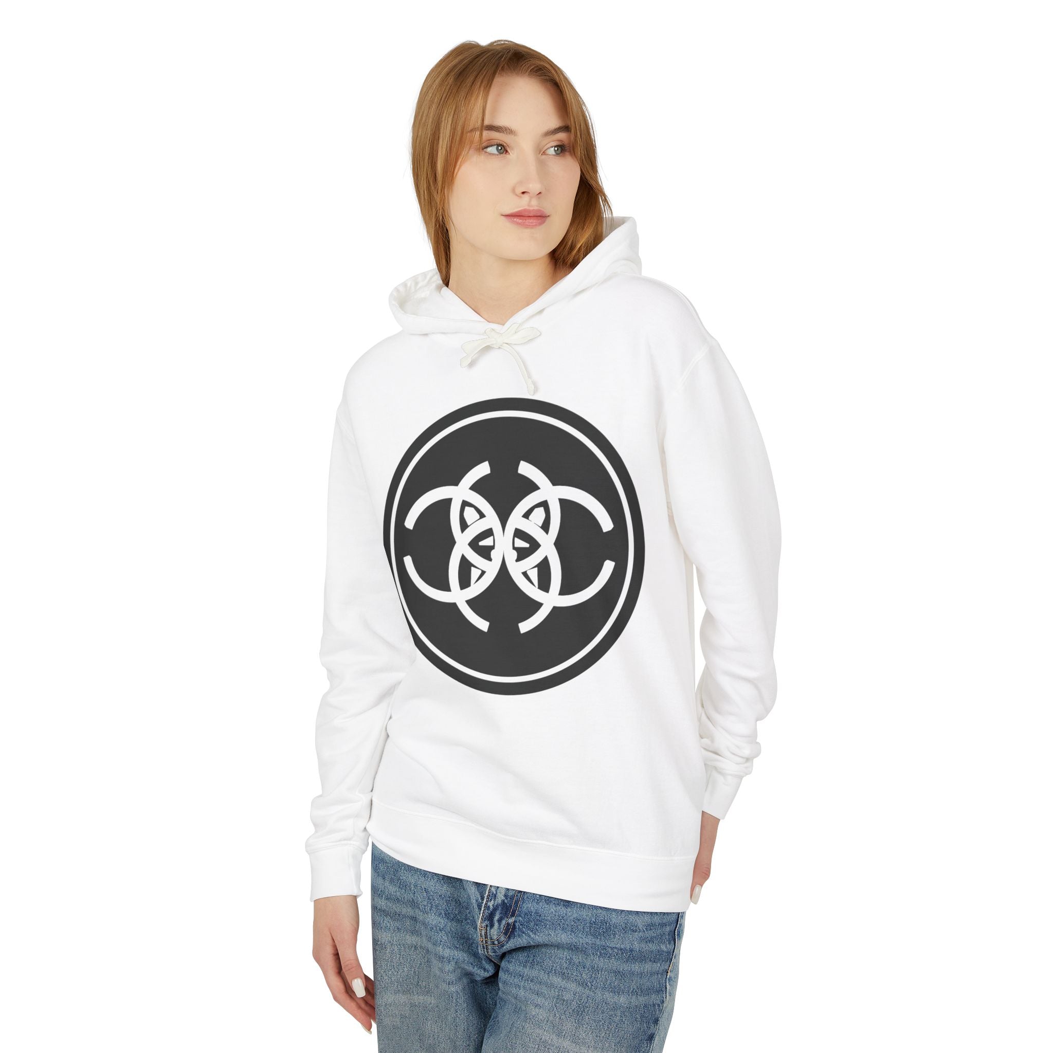 Tribal Dog White Hoodie TDCIRC1 Edition, Lightweight Hooded Sweatshirt