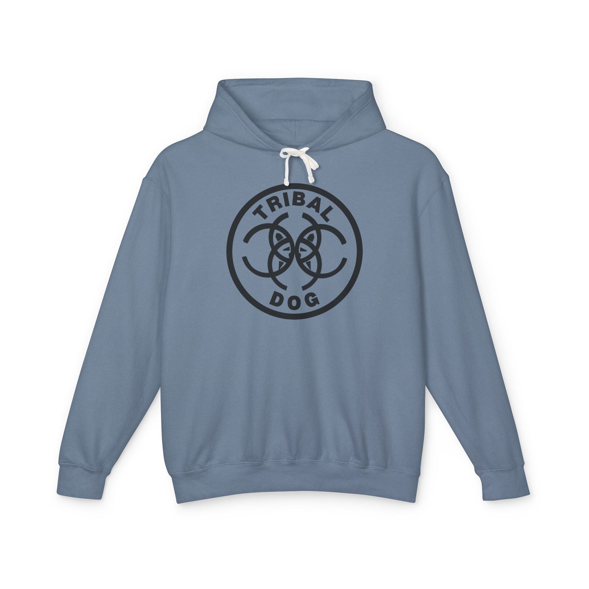 Tribal Dog White Hoodie – TDCIRC1 Edition (Black Logo), Lightweight Hooded Sweatshirt