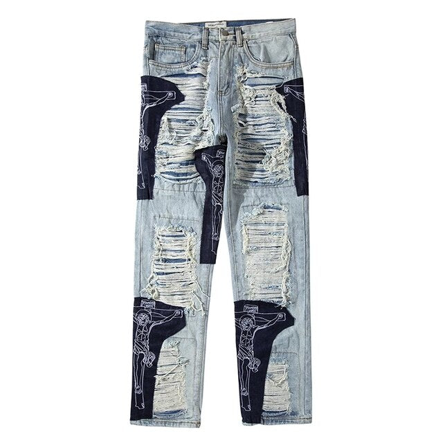 Lit Kouture Men's Ripped Tassel Jeans