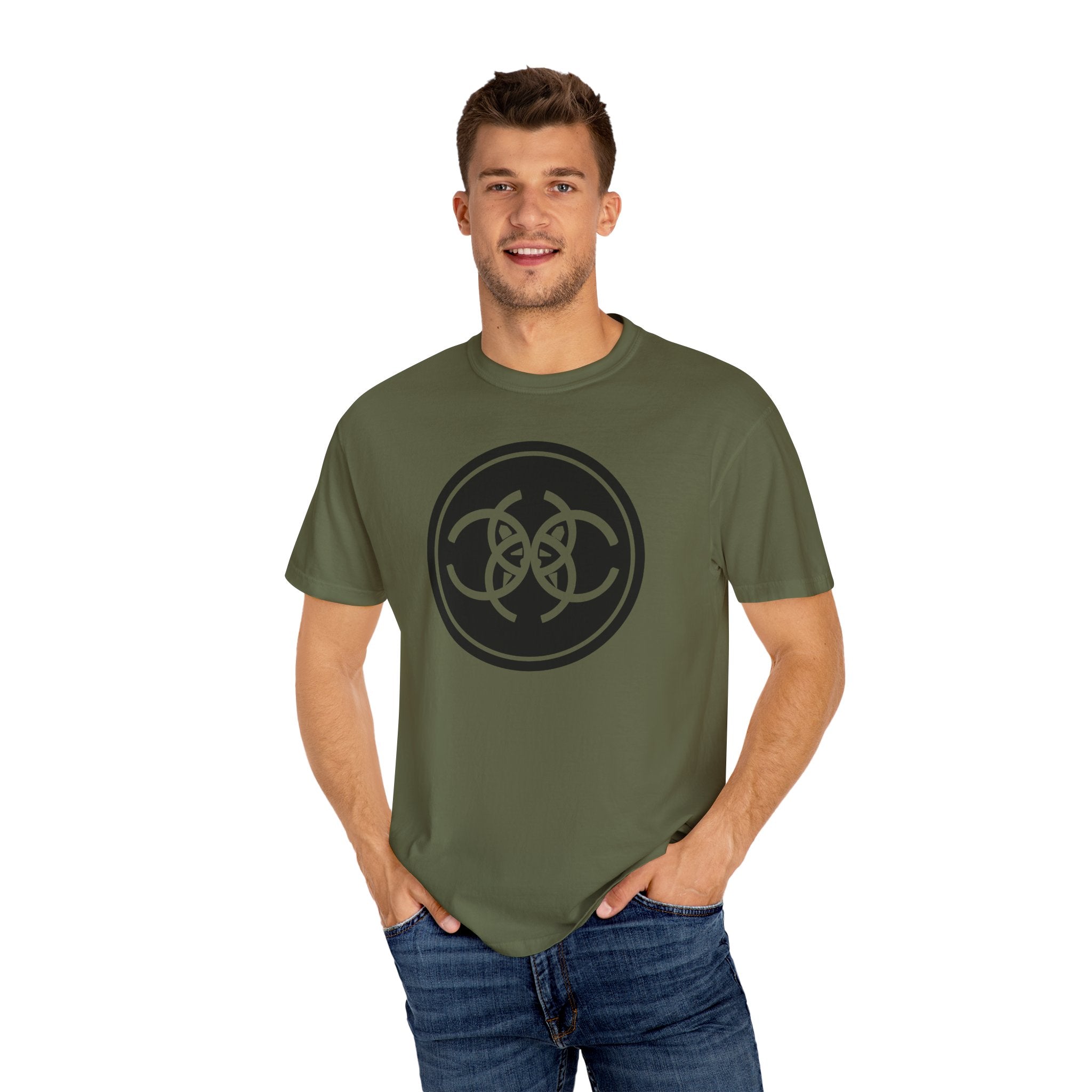 Tribal Dog Logo Tee  Bold White Graphic Streetwear T Shirt