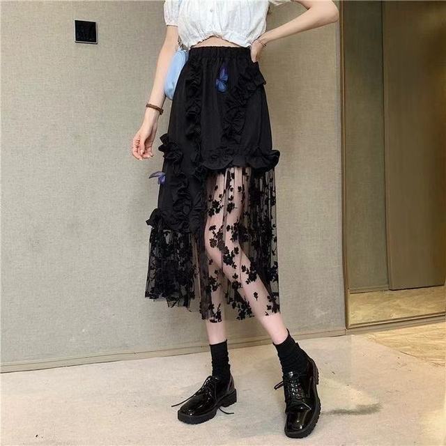Lit Kouture Black Lace Patchwork Skirt
