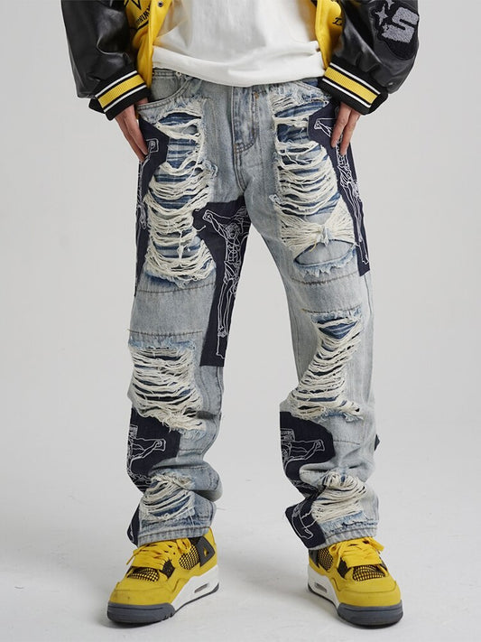 Lit Kouture Men's Ripped Tassel Jeans