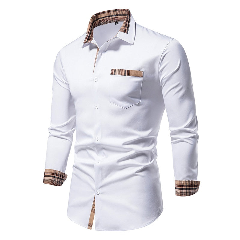 Lit Kouture Plaid Patchwork Formal Shirts for Men